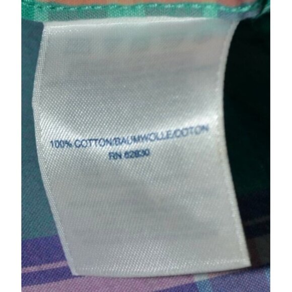 Lands' End Mens Button Down Shirt XL Pastel Plaid Short Sleeve Cotton Preppy - Picture 8 of 9